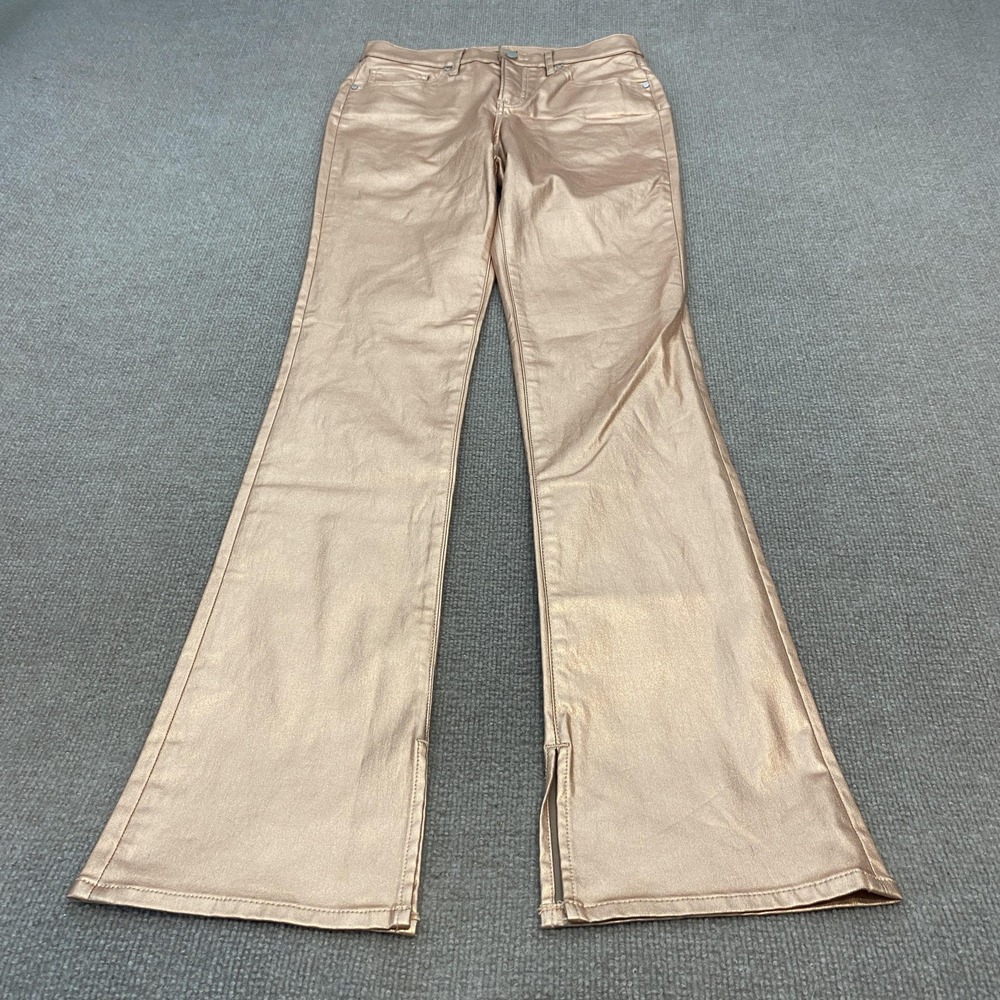 Express Skyscraper Flare Jeans Womens 6 Tall Gold Metallic Mid Rise Stretch